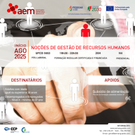 FORMAÇÃO FINANCIADA PÓS-LABORAL: 5652 - Noções de gestão de recursos humanos - 25H | N4 | Agosto