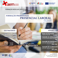 FORMAÇÃO FINANCIADA LABORAL: Formação Modular Certificada | 25 de setembro | 250 horas