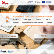 FORMAÇÃO FINANCIADA PÓS-LABORAL: UFCD - 9820- Planeamento e gestão do orçamento familiar | 25H | N2 - 24 de Setembro